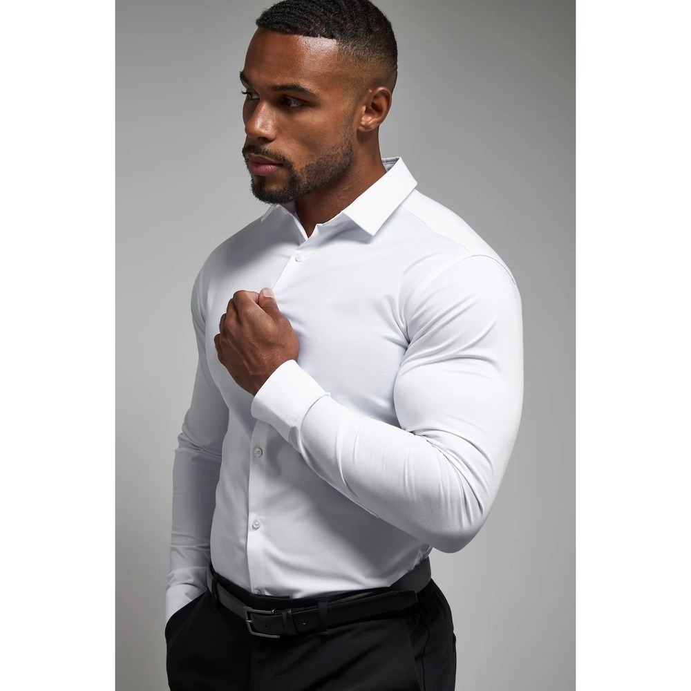 Tailored Athlete Essential Dress Shirt White Muscle Fit Mens Large NWT